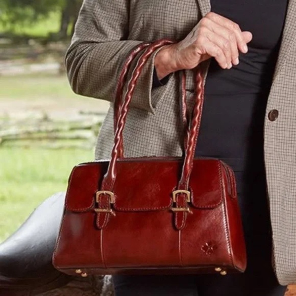 Patricia Nash Marlow Buckle Leather Satchel Handbag